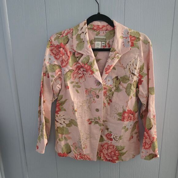 Coldwater Creek Floral Blazer Size PMed – Cottagecore, Linen Blend, Spring Layer - Picture 1 of 7